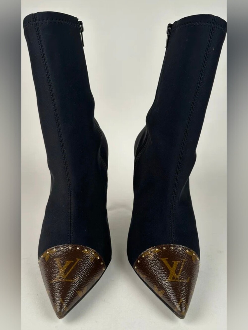 Louis Vuitton Cherie Fabric Heeled Ankle Boots Monogram Black Size 37EU NEW